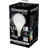 Лампа светодиодная SONNEN EXTRA 7 (60) Вт E14 шар нейтральный белый LED G45-7W-4000-Е14, 457908