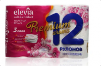 Бумага туал.Elevia flower perfume 3слоя, 12 рулонов