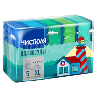 Губка*ЧИСТЮЛЯ д/пос.5шт XL