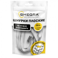 Шнурки плоские эластичные БЕЛЫЕ длина 100 см, ширина 8мм, 2 капсулы, цвет белый, SHEGRA, 701707
