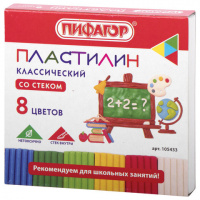 Пластилин  8цв ПИФАГОР ШКОЛЬНЫЙ 120 г, со стеком, 105433
