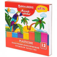 Пластилин 12 цв., BRAUBERG "МАГИЯ ЦВЕТА NEW" 240 грамм, стек, ВЫСШЕЕ КАЧЕСТВО,106426