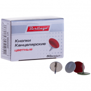Кнопки канцелярские/гвоздики 10мм, 50шт., карт. упак. Berlingo, цветные 5030