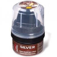 SILVER (Сильвер) / Крем для обуви из гладкой кожи, коричневый, с губкой, 50мл