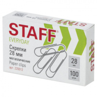 Скрепки 28мм, 100шт., STAFF "EVERYDAY", металлические /220012