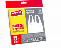 Пакеты для мусора Avikomp  35л Прочные с ручками белые (ПСД 12 мкм, 30 штук)