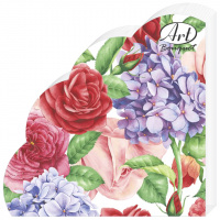 Art Bouquet / Салфетки бумажные Rondo круглые "Ассорти", 32 см, 3 слоя, 12 шутк