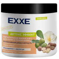 EXXE Маска д/волос 2-в-1 "Детокс эффект" питательная (д/сухих и тонких), 500 мл  +
