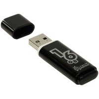 Флешка/ USB накопитель 16GB Smart Buy "Glossy", USB 2.0 Flash Drive, черный SB16GBGS-K/ 1213/4055