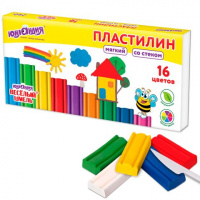 Пластилин 16цв ЮНЛАНДИЯ "ВЕСЕЛЫЙ ШМЕЛЬ" 240 г, СО СТЕКОМ, 106673