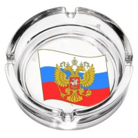 Пепельница стекло круглая "Герб на флаге" 9736