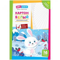 Картон   белый 16л A4, мелованный ArtSpace в папке, "Зайчик" Нк16б_28646