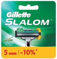 Кассеты Gillette SLALOM *5шт смазыв.полоса/зел.