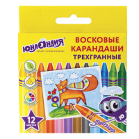 Мелки восковые 24цв., трехгранные ЮНЛАНДИЯ "ЮНЛАНДИК И МУДРЫЙ ЛИС",  227291 