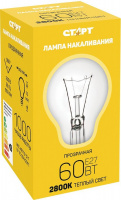 Лампа накаливания Е27/груша/60 Вт Старт (коробка) 0025