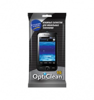 Влажные салфетки чистящие OPTICLEAN для мобил. телефонов 15 шт