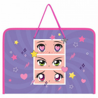 Папка для труда на молнии с ручками ПИФАГОР А4, 1 отд., пластик, органайзер, Anime eyes, 272228
