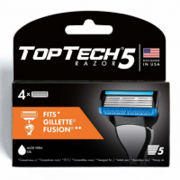 TopTech сменные кассеты мужские Razor 5 - 4шт (Совместимы с Gillette Fusion) 5055 РАСПРОДАЖА