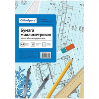 Бумага масштабно-координатная OfficeSpace, А4 10л., голубая, в папке 10БМг4п_9707
