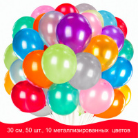 Шарики возд. 12д металлик ЗОЛОТАЯ СКАЗКА, ассорти 10 цветов, пакет, 105004 *50шт/уп