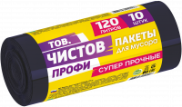 Мешки для мусора Тов. Чистов 120л Профи черные (ПВД 35 мкм, 10 штук)