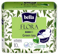 БЕЛЛА Прокладки FLORA Green tea 10 шт/098  ЗЕЛЕНЫЕ