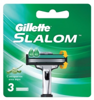 Кассеты Gillette SLALOM *3шт смазыв.полоса/зел.