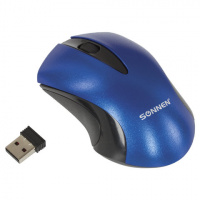 Мышь беспроводная SONNEN M-661Bl, USB, 1000 dpi, 2 кнопки + 1 колесо-кнопка, оптическая, синяя, 513519