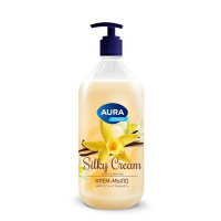 Ж/МЫЛО АУРА Шелк и ваниль Silky Cream 1 литр Курок