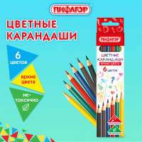 Карандаши  6 цв., ПИФАГОР ЭКО "КЛАССИК" шестигранные, 182047
