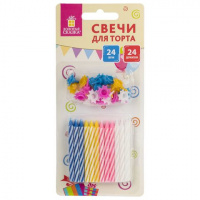 Свечи д/торта 24шт витые 6 см ЗОЛОТАЯ СКАЗКА, в блистере, 591445