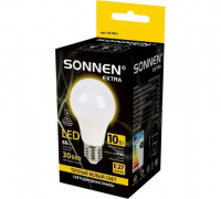 Лампа светодиодная Е27 A60/10W/3000 SONNEN EXTRA груша теплый белый 457891