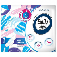 Emily STYLE CLASSIС прокладки критика  NIGHT 7шт УЛЬТРАТОНКИЕ, 2864 удлиненные, max впитываемость