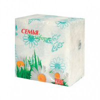 Семья и комфорт / Салфетки бумажные однослойные, с рисунком 100 листов, 24*24см